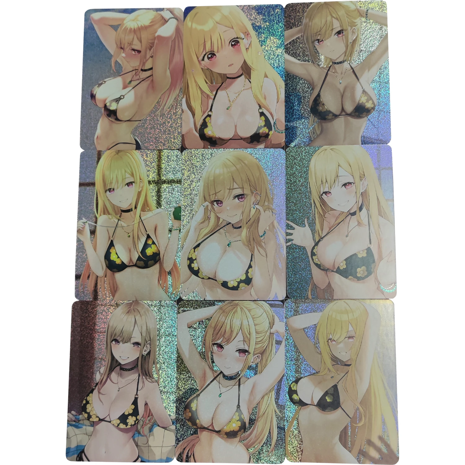 

9Pcs/set My Dress-Up Darling Kitagawa Marin Swimsuit Style Flash Card Diy Gift Toys Game Anime Collection Cards