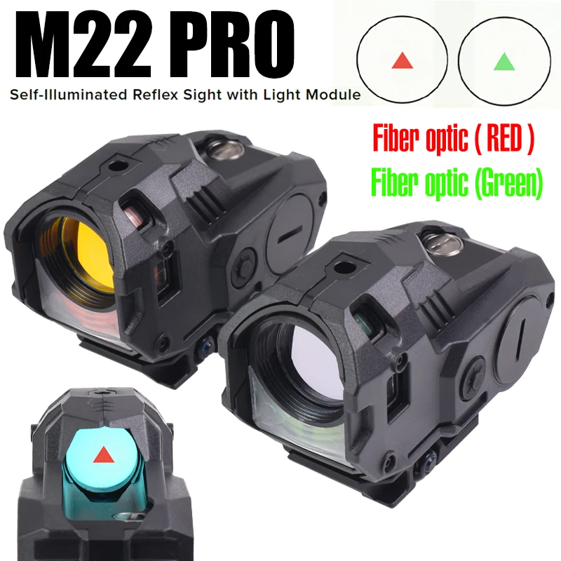 

M22 PRO Reflex Red Dot Sight Day/Night Self-illuminated Real Fiber Scope 10 MOA Triangle Red/Green Reticle Riflescope