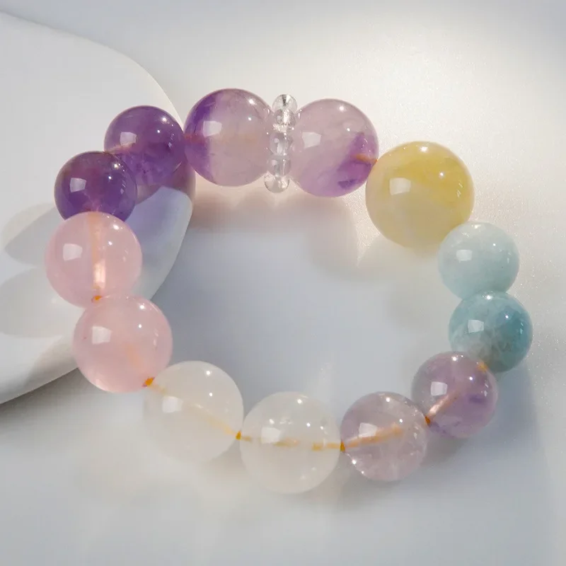

Natural Citrine Amethyst Aquamarine Duobao Bracelet Women's Light Luxury Fashion Bracelet