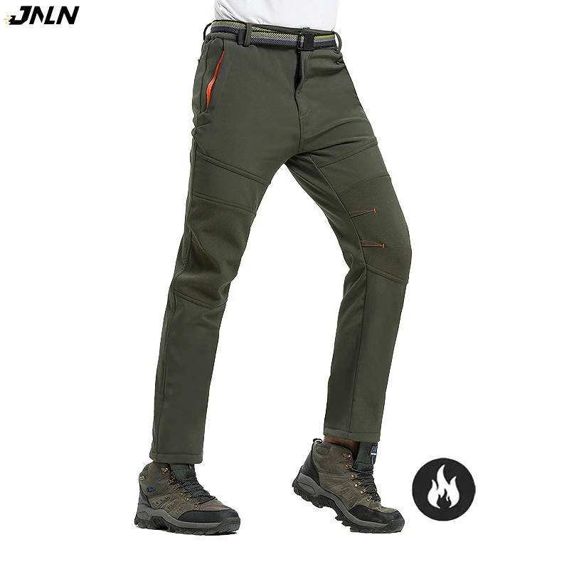 

JNLN Thermal Pants Men Winter Waterproof Windproof Fleece Work Pants Hiking Trekking Camping Climbing Mountaineering Trousers