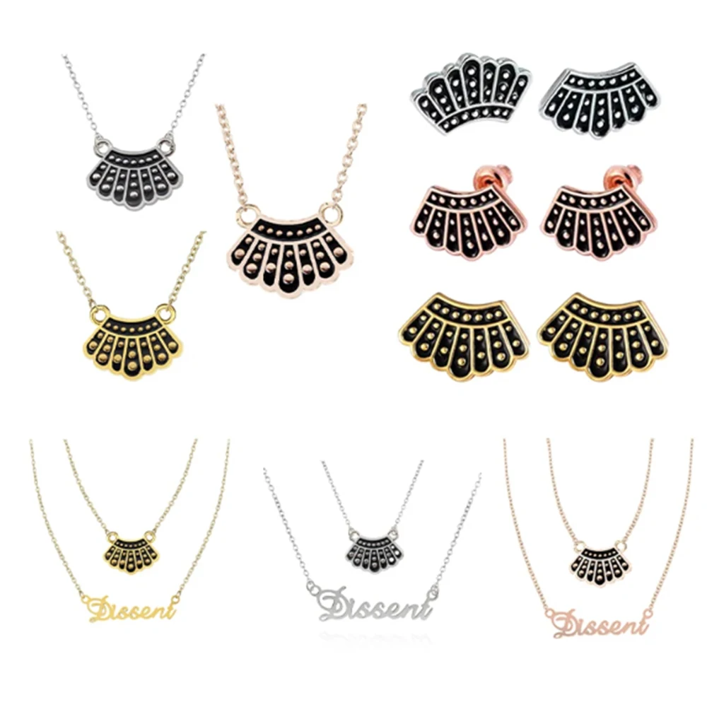 Creative Feminism Justice Dissent Stud Earrings Necklace Ruth Bader Ginsberg Jewelry as Gifts