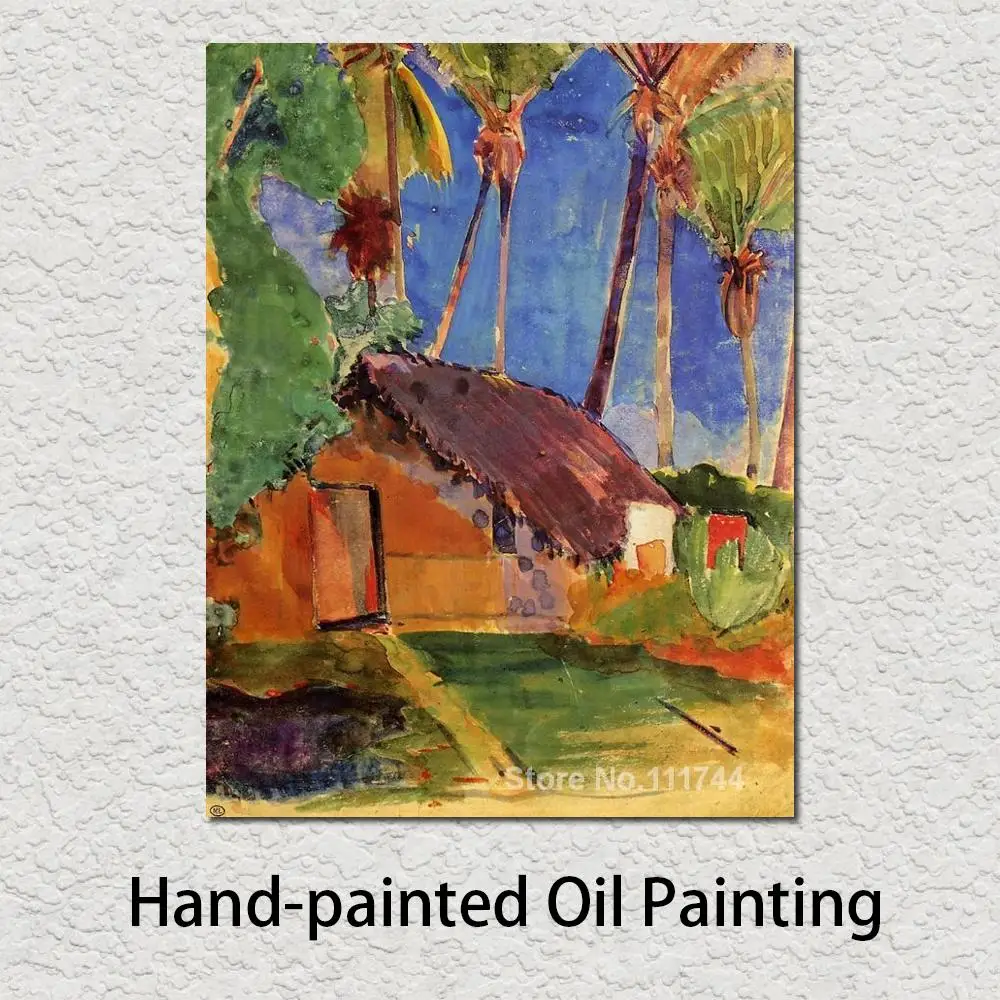 

Paintings of Paul Gauguin Hut Under The Coconut Palms Artwork Landscape Art High Quality Hand Painted