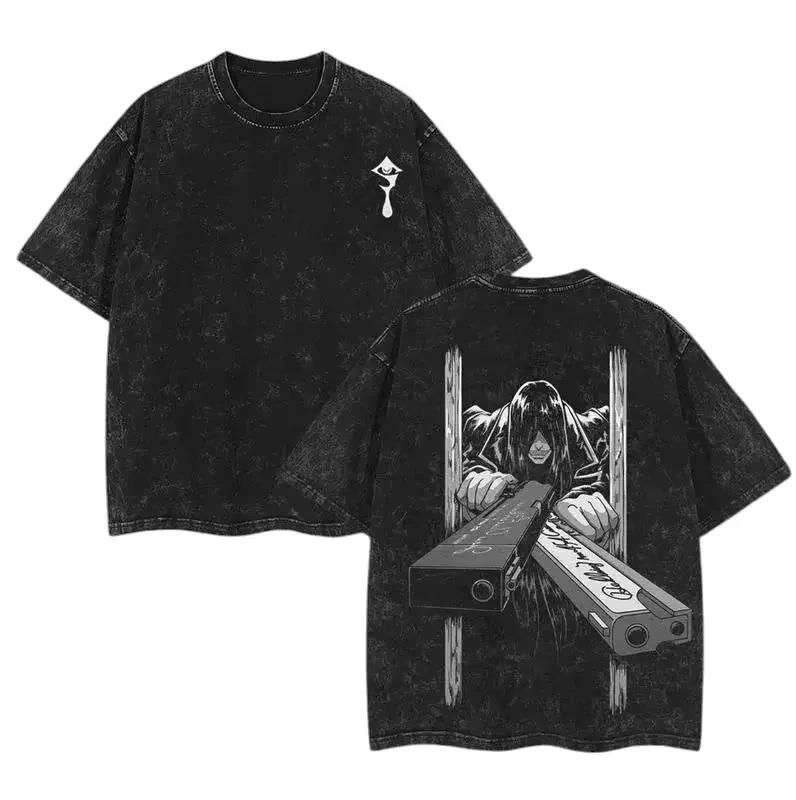 Hellsing Anime Lover Washed New Model T-shirt Oversized Unisex Couples Streetwear Trendy personality Clothes Classic hot product