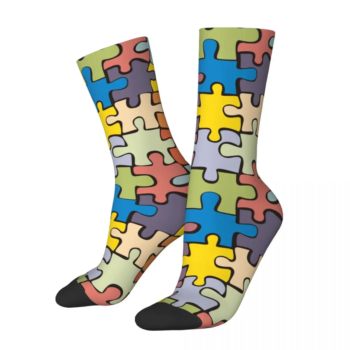 Hip-hop Colorful Puzzle Game Puzzles Design Sports Socks Merch All Seasons Super Soft Crew Socks Breathable