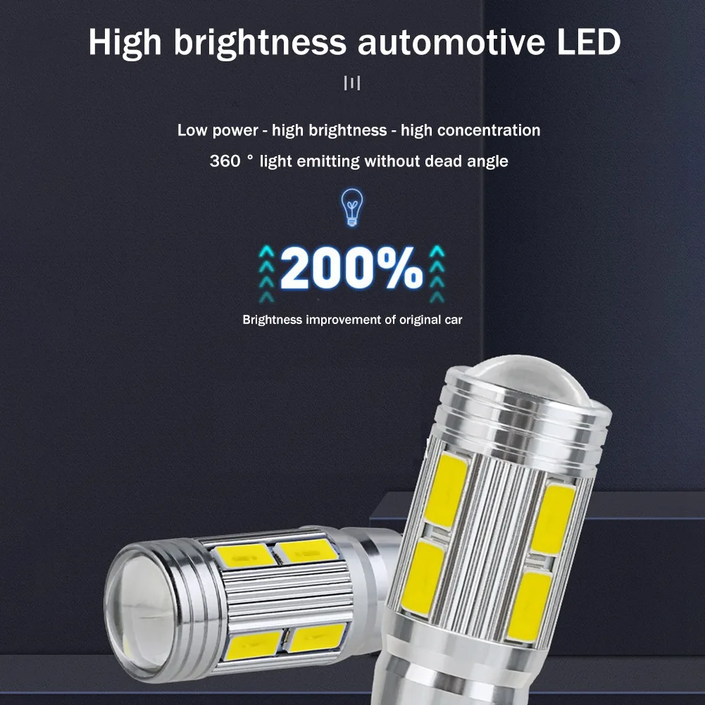 2 Stuks W 5W T10 12V 6000K 5630 10 Smd Auto Led Lamp Canbus Nummerplaat Wig Zijwaarts Licht Super Helder Wit