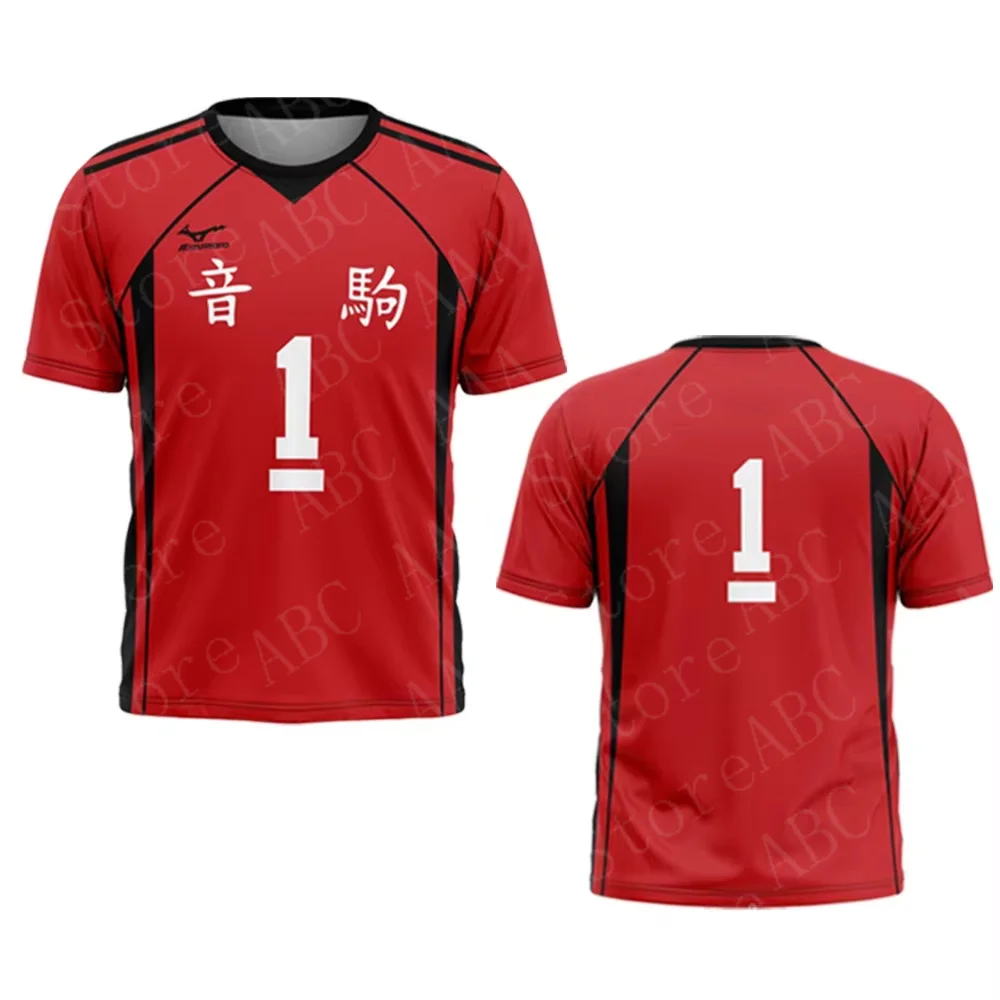 الصيف انمي ياباني Haikyuu جيرسي الرجال التي شيرت Nekoma المدرسة الثانوية الكرة الطائرة جيرسي تأثيري الرياضة المتضخم الاطفال الكبار بلايز