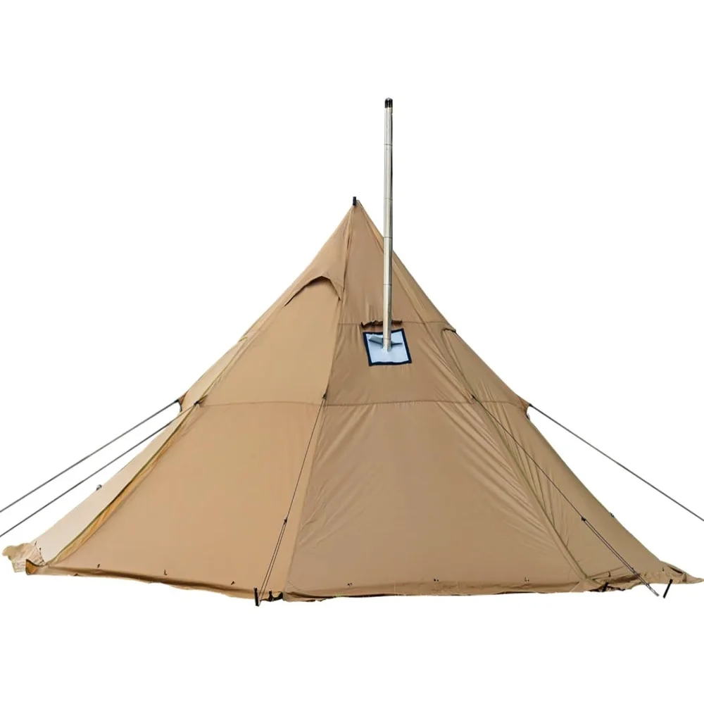 Camping Hot Tent 4-8 Person Tipi Tent with Stove Jack for Bushcraft, Cooking and Heating