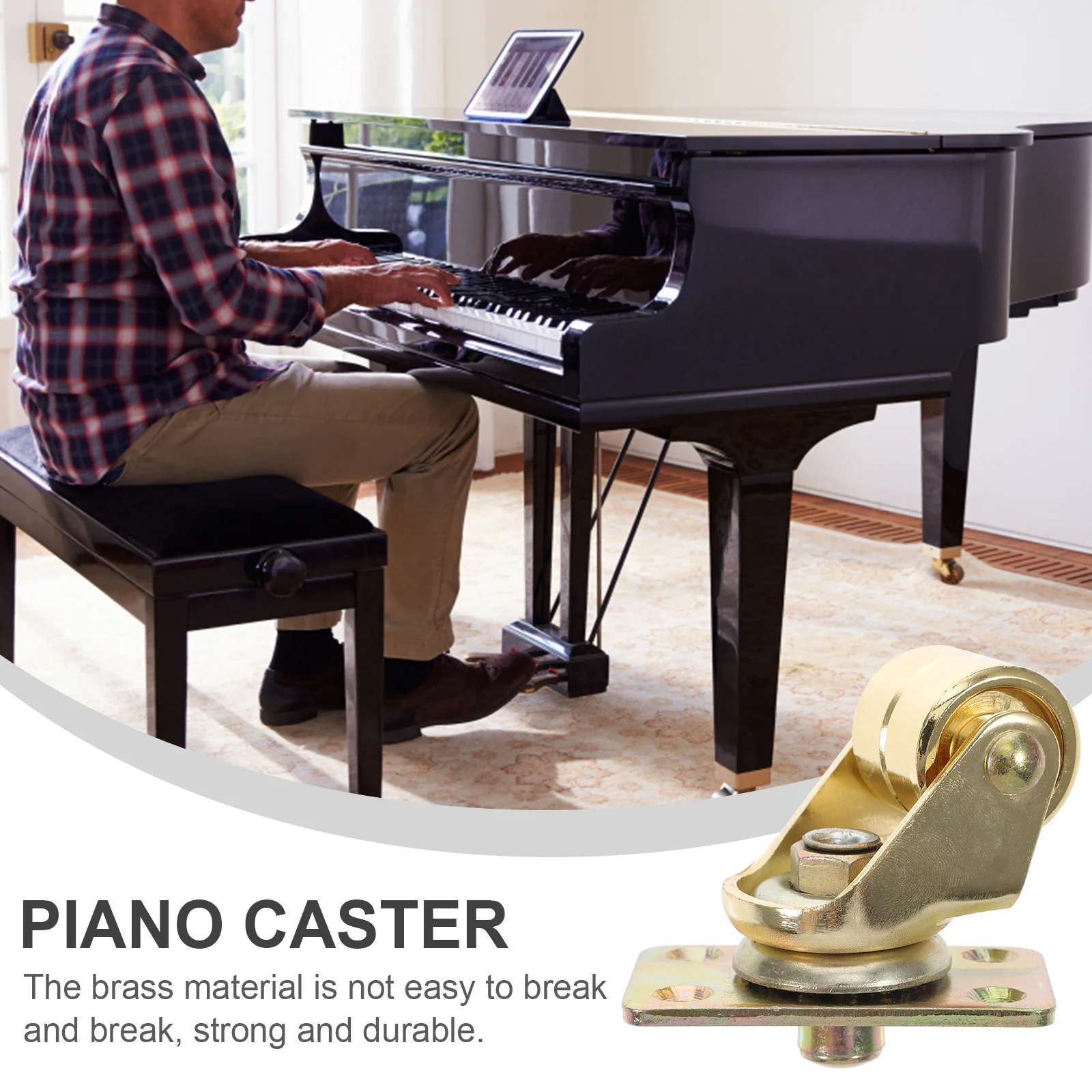 

1 pc Golden Piano Casters Upright Replacement Durable Brass Retro Practical Long Use Keyboard Instrument Accessories