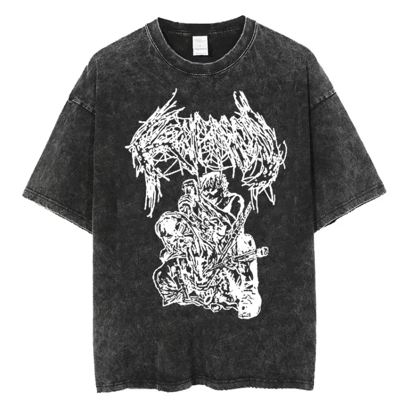 

Summer New Men Women Fashion Casual Comfortable Oversized Loose Short Sleeve Feather Wing Pattern Print Cotton O-Neck Washed Tee