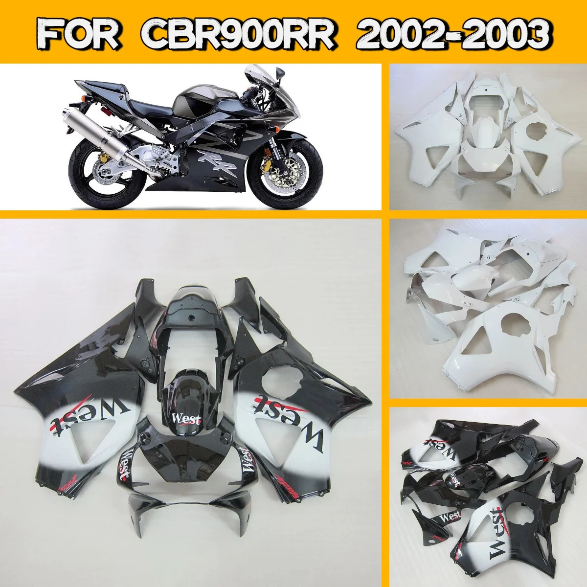 

Комплект пластиковых обтекателей для Honda CBR900RR 2002-2003, литье под давлением, неоригинальные запчасти