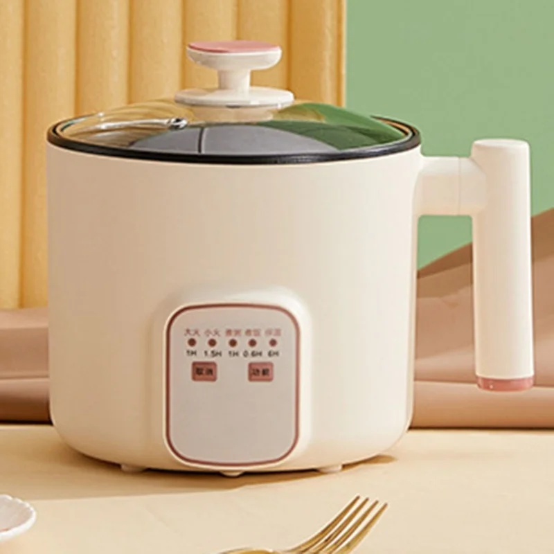 Electric Hot Pot 1.8L Mini Multifunction Electric Noodle Cooker With Handle For Home Dorm Office Single Layer