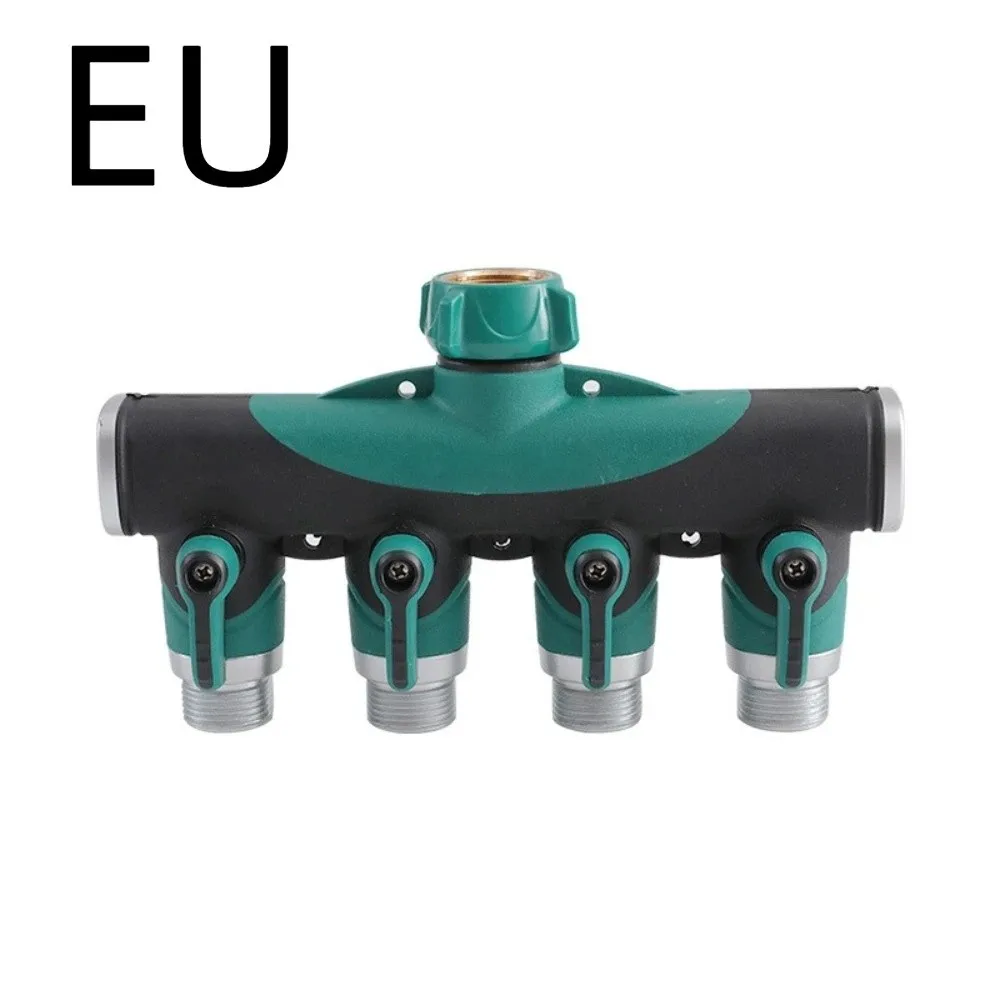 3/4 Inch 4 Way Hose Connector Splitter Adjustable Zinc Alloy Water Tap Hose Splitter Distributor Individual Flow Control