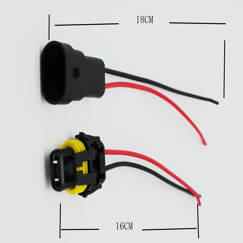 Fêmea e macho adaptador cablagem soquetes, fio conector para faróis, luzes de nevoeiro, 18cm, 9005, 9006, HB3, HB4, 10pcs