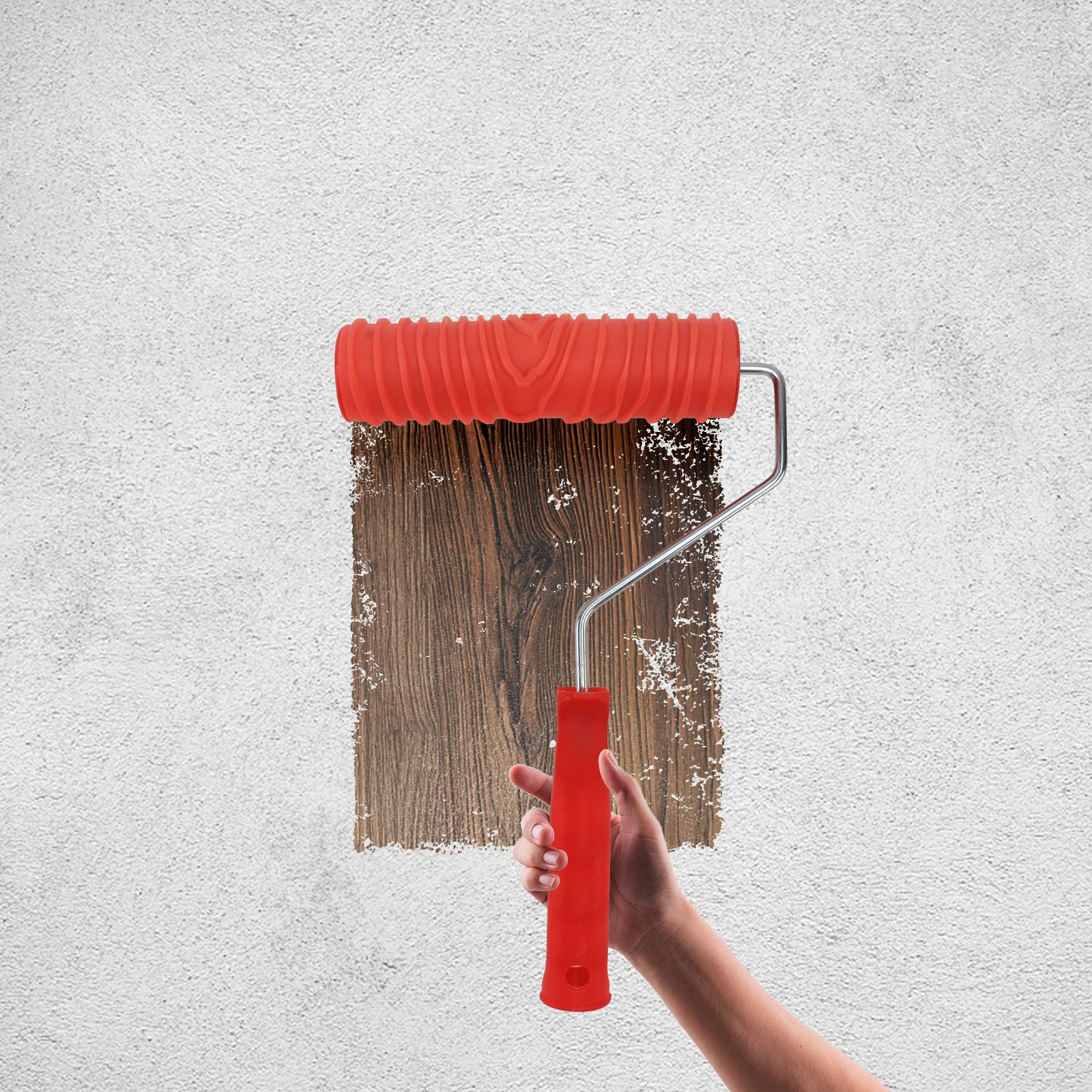 

Red Handle DIY Wall Decor Tool Wood Grain Paint Roller Emulsion Paint Roller Wall Decoration Texture Walls Painting
