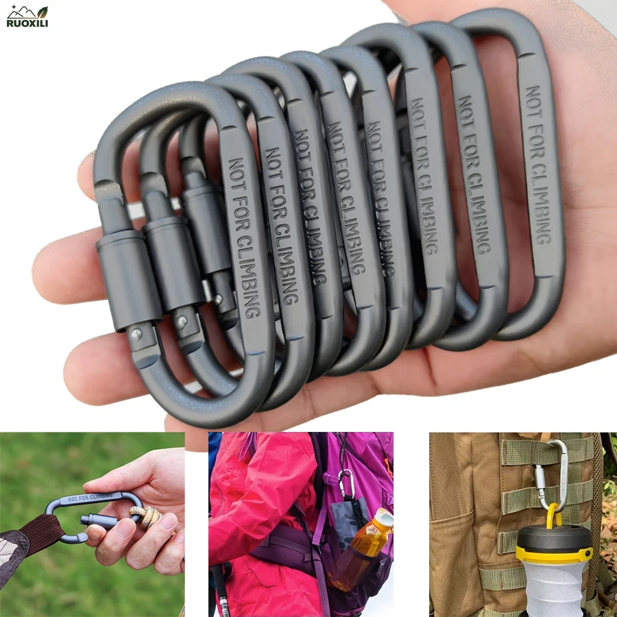 

10-Pack Aluminum D-Ring Locking Durable Strong,Activities Snap Hooks,Equipped with Locking Rings, Perfect for Outdoor Camping