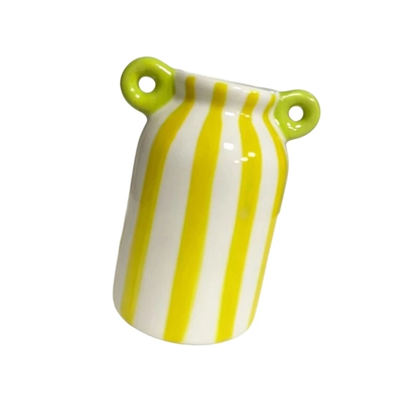 J0MC Decorative Vases Striped Flower Container for Desk Styling, Shelf Display, Entry Table Use, and Indoor Flower Arrangement