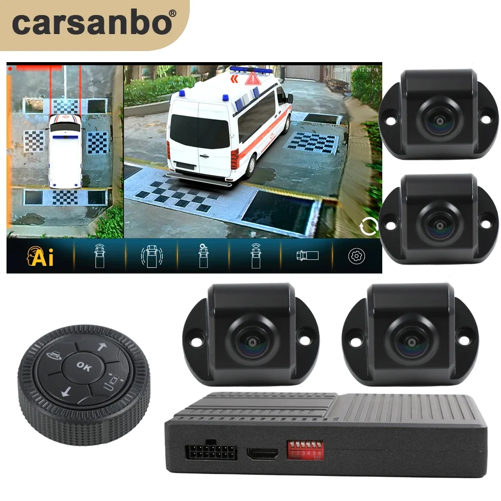 2024 Ambulance 360 Degree 3D Bird Eye View Camera System 360 Parking Monitor HD 1080P AI split machine with Sony 307 camera