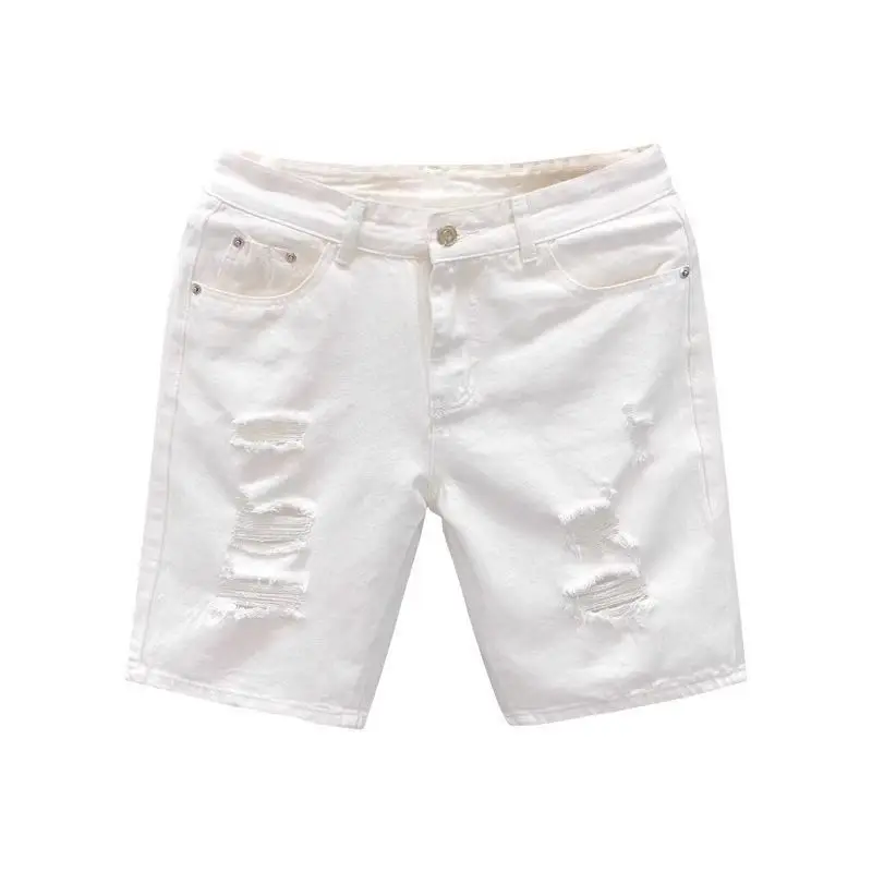 Fashion 2026 Trendy Brand Popular Ripped Denim Shorts Men's Summer Casual Short Cowboy Designer White Half Pants Jorts