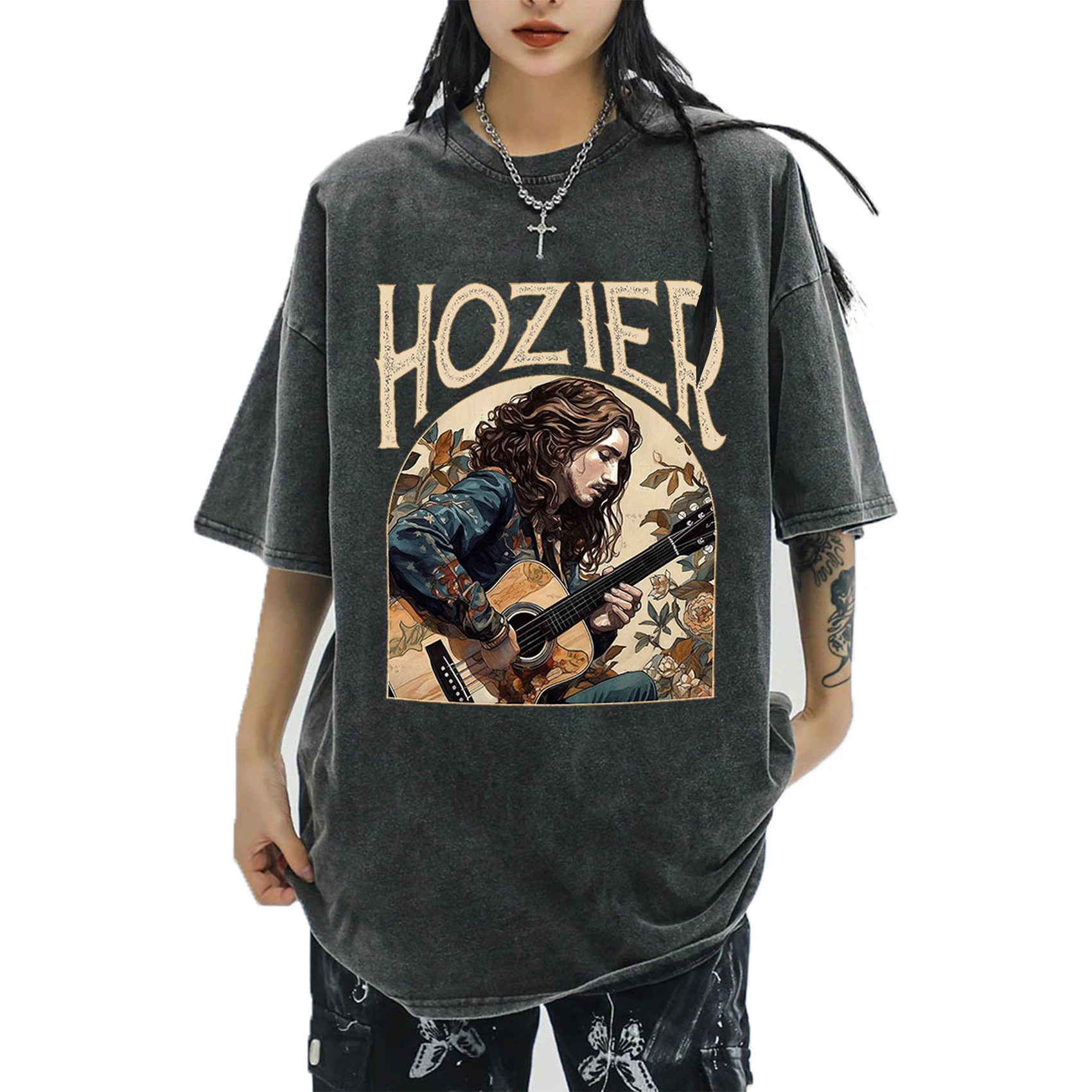 

Hozier Washed Shirts Vintage Music Washed Shirts Hozier Tour 2023 Outfit Harajuku O-Neck Cotton Vintage T-Shirts Unisex