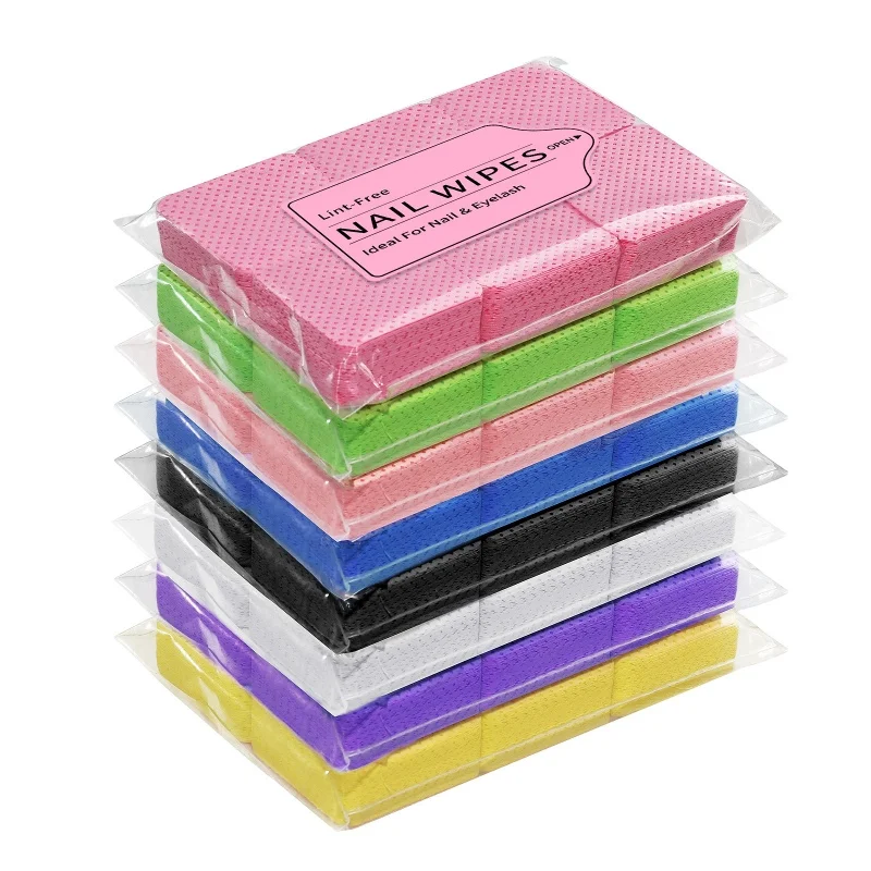 300pcs/Pack Lint-free Nail Polish Remover Napkin Colorful Cotton Wipes Paper Pads UV Gel Dust Cleaner Cleaning For Manicure Tool