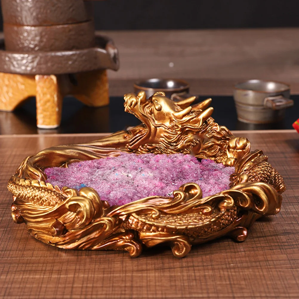 

Dragon Shape Resin Ashtray Household Furnishing Decorative Desktop Ornament Creative Ash Holder Golden Vintage Design Compact