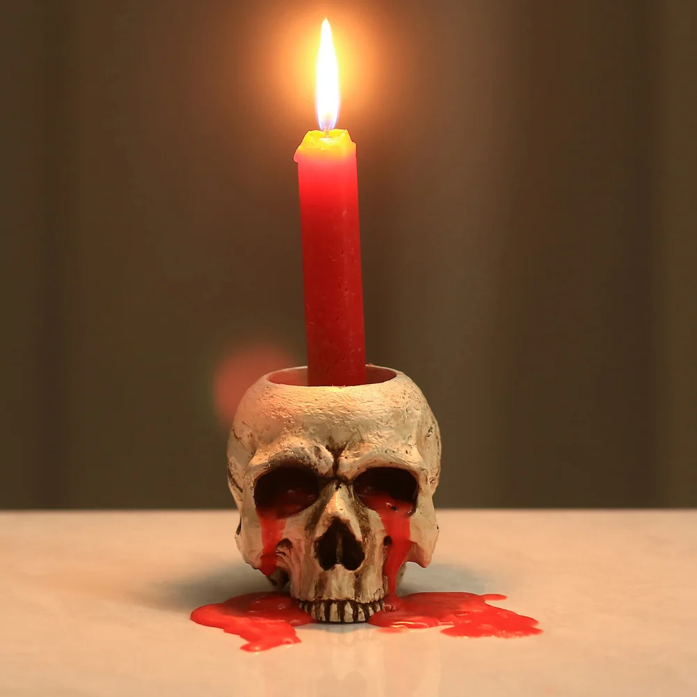 

Halloween Skull Tealight Holder Resin Skull Design Spooky Decorative Holder for Home Table Party