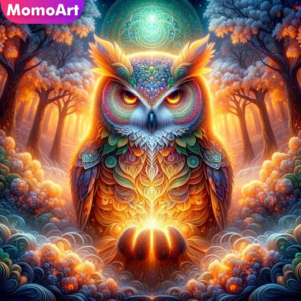 Momoart Neuerscheinung Diamant-Stickerei Eule Tier Mosaik-Bastelset DIY Vollquadrat Rund Diamantmalerei Vogel Heimdekoration