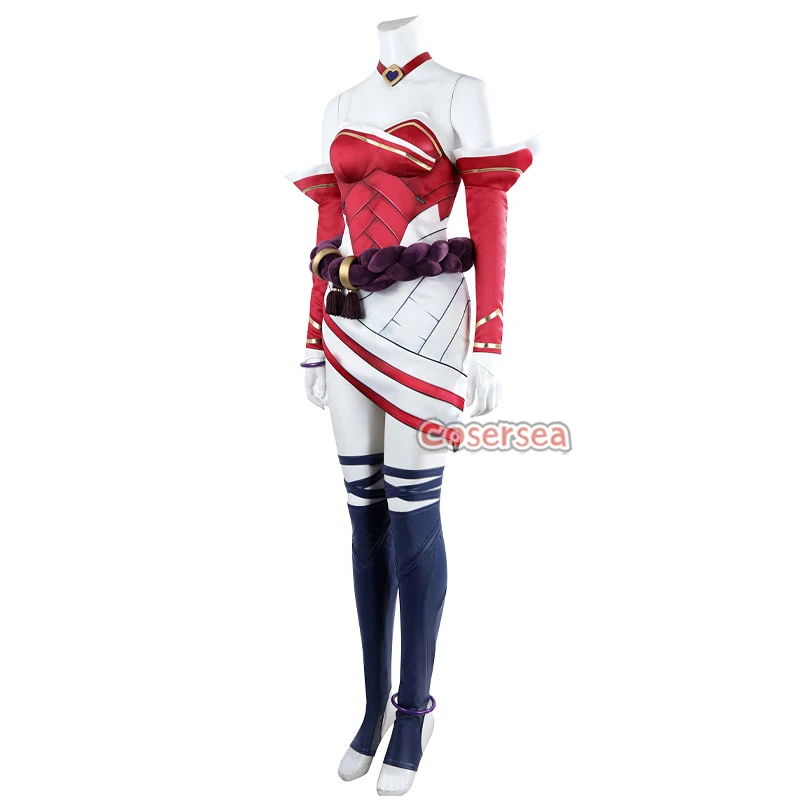 Cosersea 2XKO Ahri Cosplay Costume Game LOL 2XKO Ahri Costume Halloween Role Play Party Women Red Dress Uniform Outfit Fullset