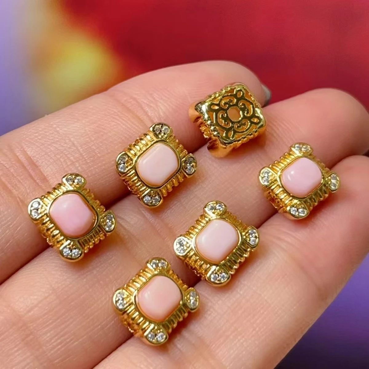 

5Pcs Natural Stone Beads Gold Plated Loose Spacer Beads for Women Jewelry Making DIY Earring Necklace Accessories