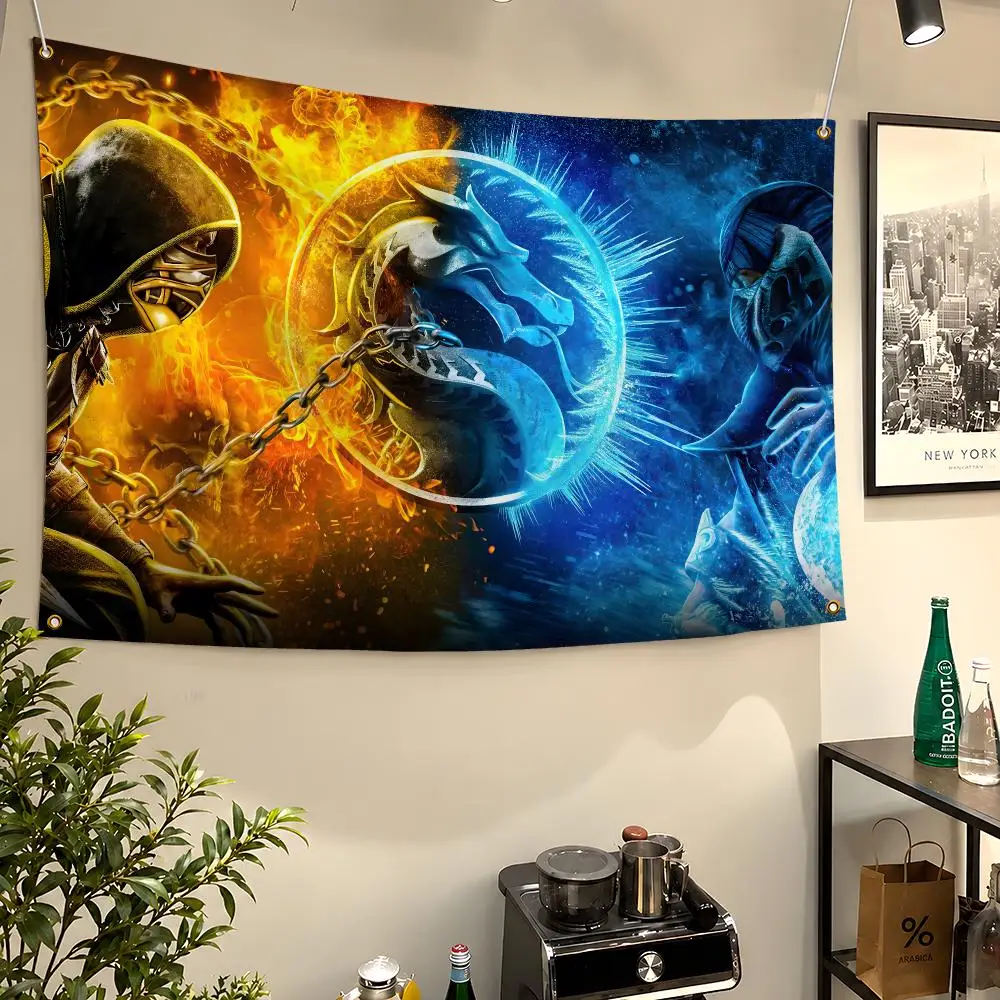 Game Mortal Kombat Scorpion Sub-Zero Flags Wall Hanging Flag Banners For Birthday Parties Outdoor Bedroom Dorm Room Decor