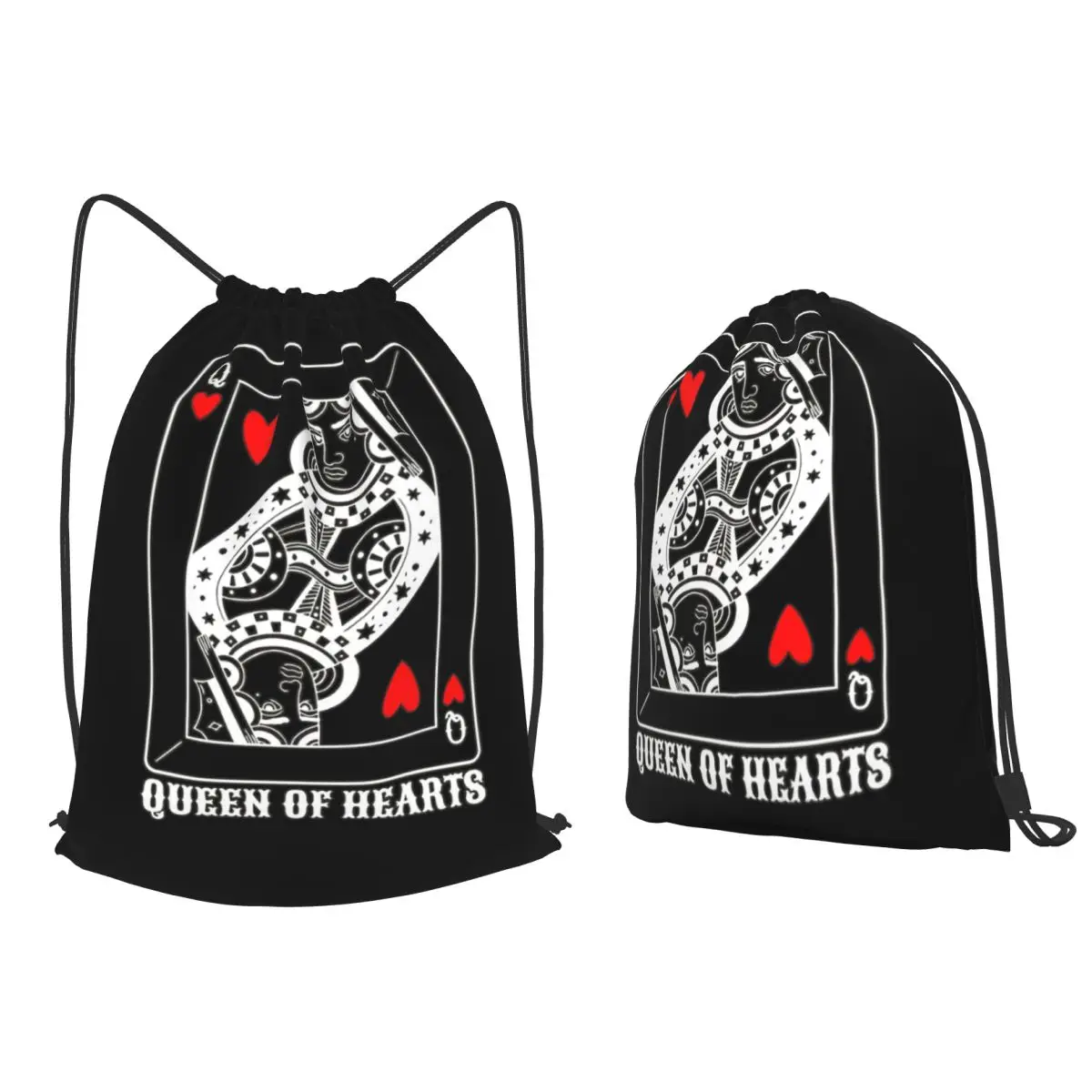 Queen Of Hearts Halloween Design Idea Card Lover Fun Lazy Halloween BackpacksFashion Drawstring BundleBookBagsforTravel Students