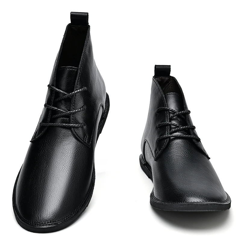 Winter Mens Retro Leather Boots Men Casual Black Brown Ankle Boots Lace Up Size 38-46 47 Dropshipping