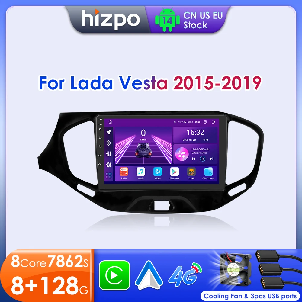 Hizpo Multimedia Player Navigation For LADA Vesta Cross Sport 2015 -2019 Stereo Car Audio QLED Screen 360 Camera RDS SWC 4G 7862