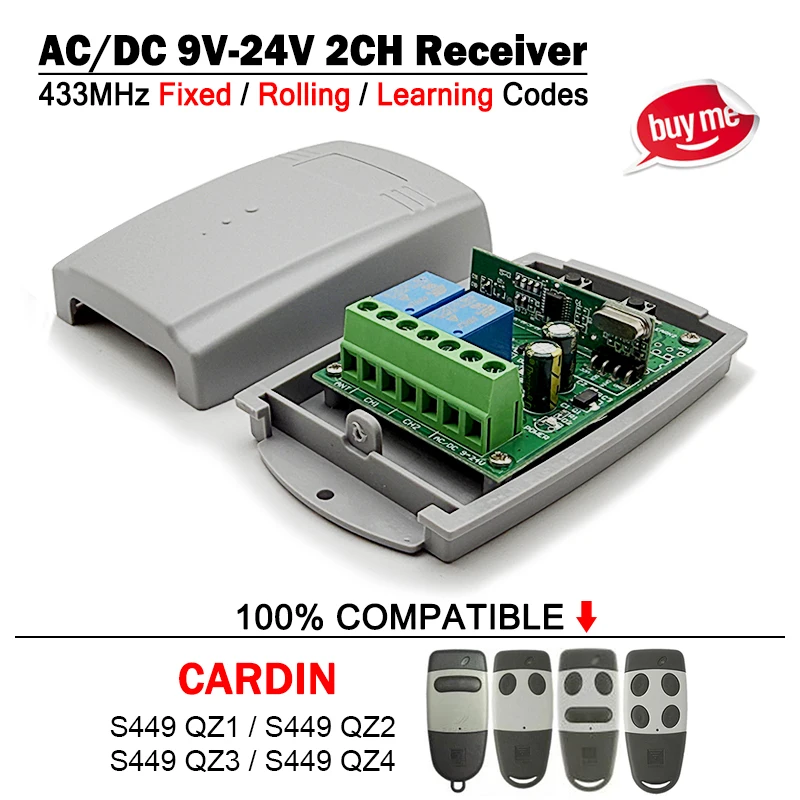 9V-24V Garagentor/Tor Empfänger Für CARDIN S449 QZ1 QZ2 QZ3 QZ4 433,92 MHz Fernbedienung ersetzen CARDIN Schalter Tor Controller