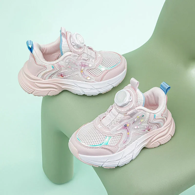 

Модная брендовая детская спортивная обувь, дышащие сетчатые кроссовки для бега для девочек, легкие нескользящие детские повседневные кроссовки, От 5 до 12 лет