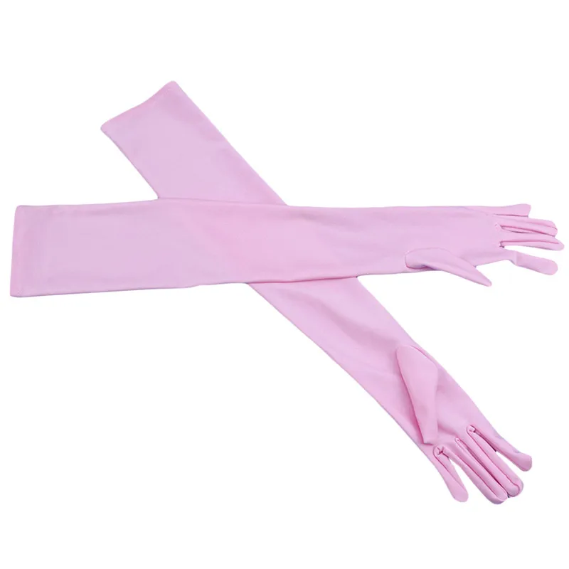 Guantes largos de satén a la moda para fiesta de noche de ópera, disfraz de graduación, negro, blanco, rosa, gris, Beige, Rojo