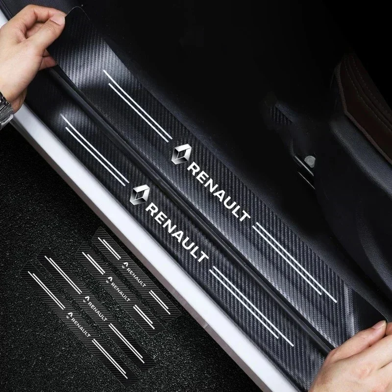 4pcs Carbon fiber threshold sticker For for Renault Megane 2 3 Clio 4 Captur Kadjar Fluence Talisman Trafic Scenic 2 Accessories