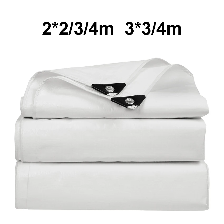 White Waterproof Tarp Awning Tarpaulin Rectangle Anti-UV Tarpaulins Sun Shade Sail Camping Garden Patio Yard Outdoor Canopy