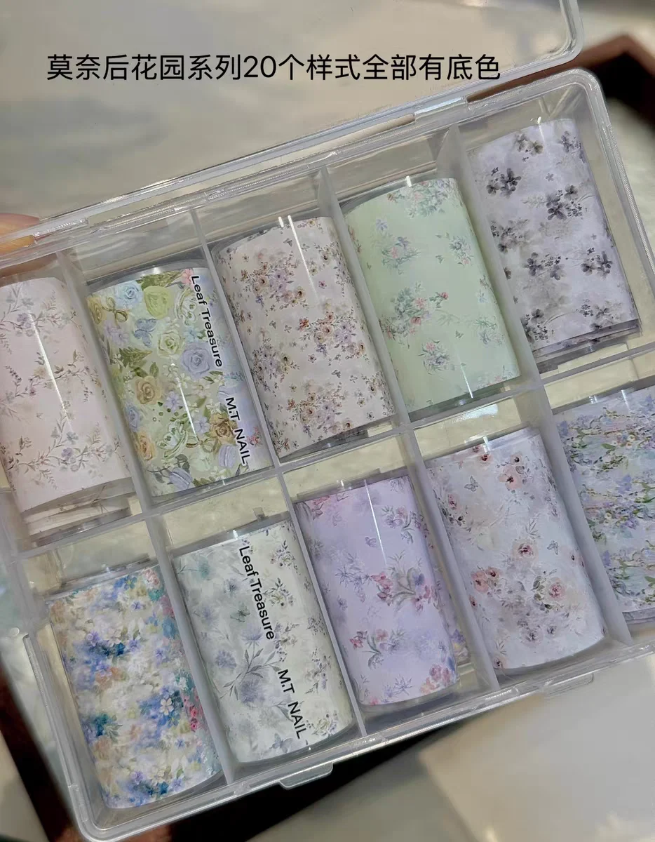 10 rotoli di fogli per unghie con fiori, carta per trasferimento, adesivi per nail art, set per manicure, decalcomanie per unghie
