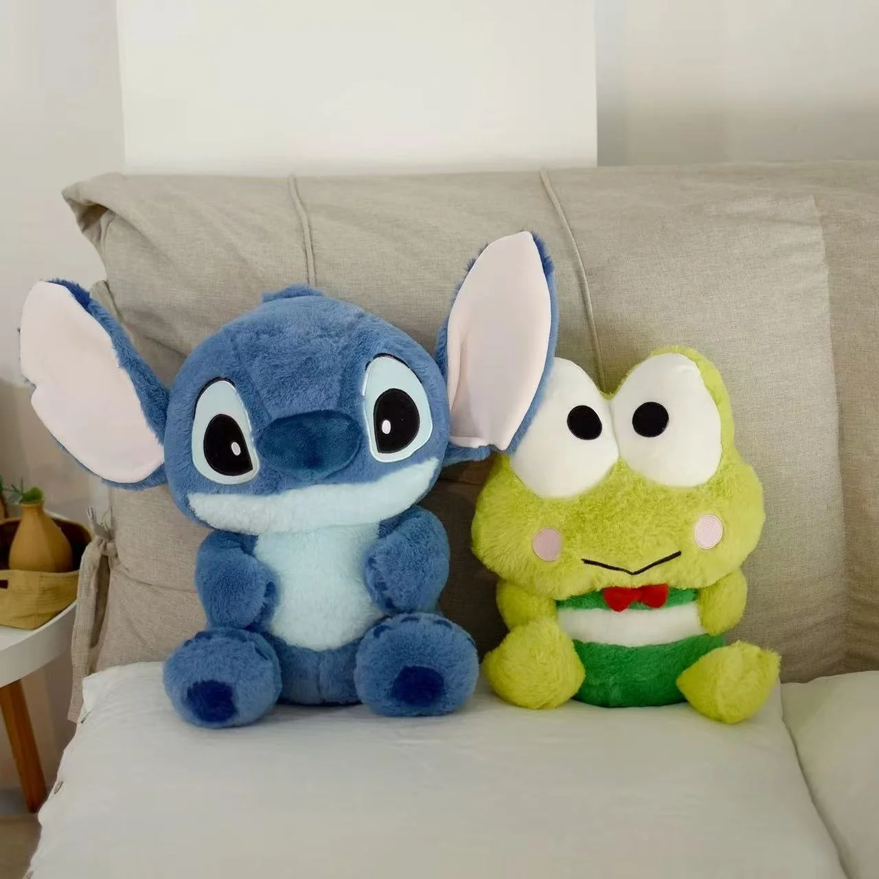 Sanrio 플러시 Kero Kero Keroppi 인형 펜던트 스티치 장난감 베개 쿠션 Chilren 친구를위한 Kawaii Soft Gift