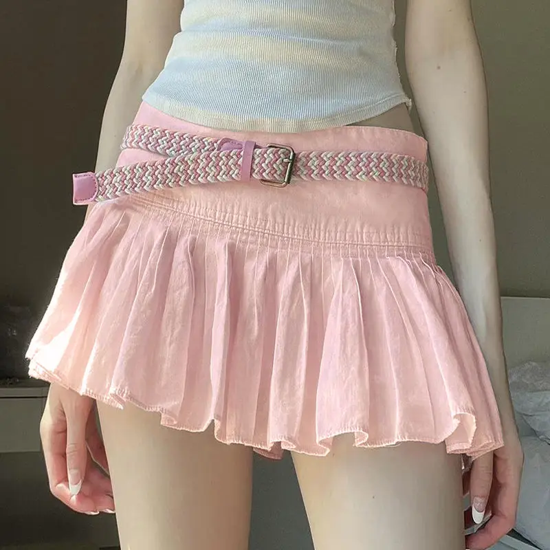 Skirt Korean Style Sweet Girl Style Woven Shredded Pleated Salt Style Age-Reducing Anti-Exposure Casual Pleated Skirt