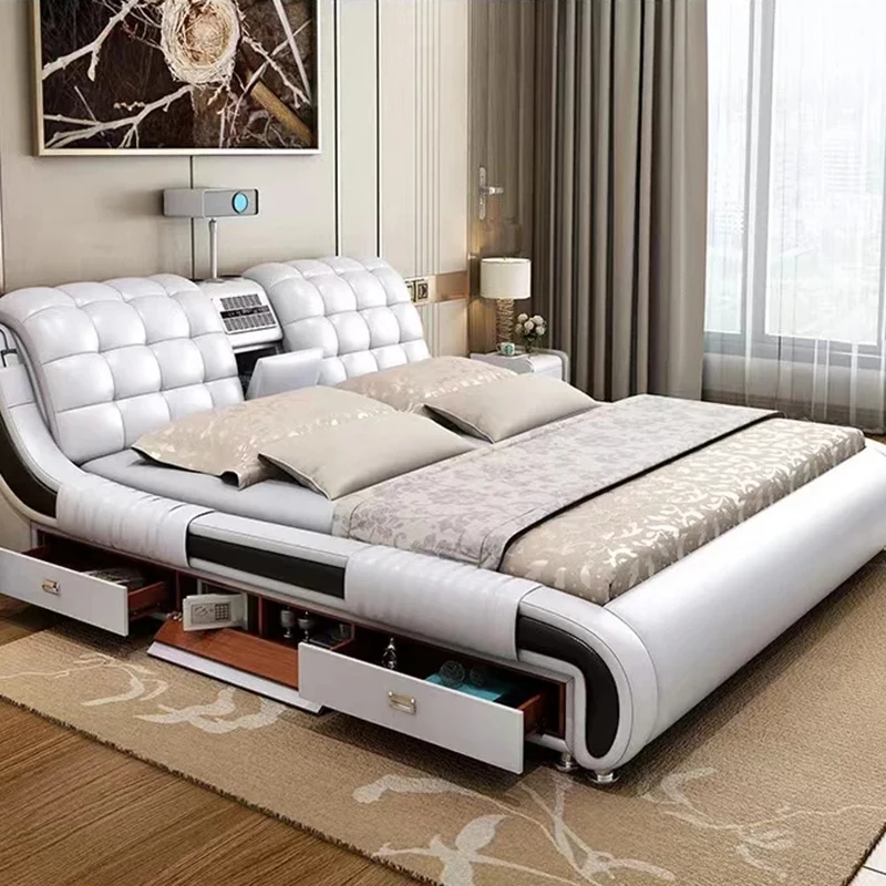 

Queen Design Double Bed Royal Modern Wood Headboard King Size Double Bed Beauty Wood Princess Muebles Lounge Suite Furniture
