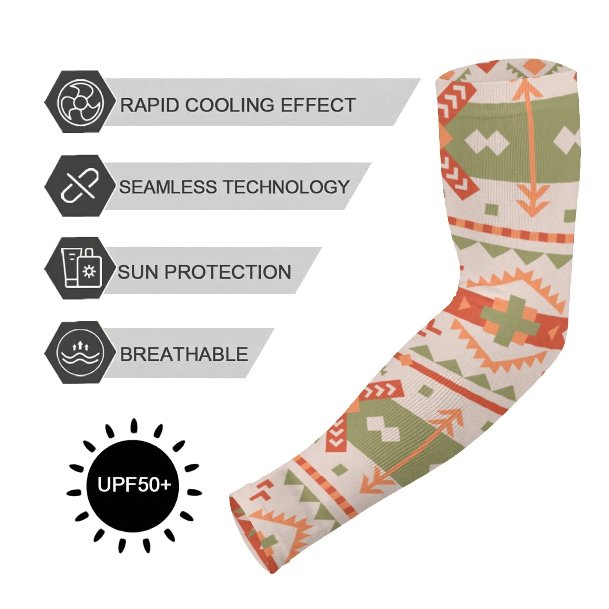 

Ethnic style geometric arm sleeves are unisex breathable and comfortable outdoor sports driving fishing daily sunscreen sleeves