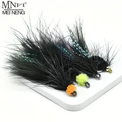 MNFT 8Pcs Beadhead Black Trout Fly Fishing Streamer Lure Flies