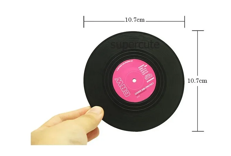 4/6 PCS Vinyl Record Table Drink Cup Mat Creative Coffee  Heat Resistant and Antiskid Placemats for  Coaster Mats & Pads