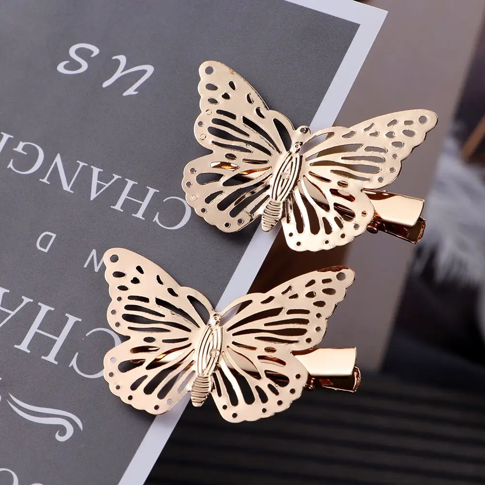 مشابك شعر على شكل فراشة عتيقة للنساء دبابيس شعر معدنية ذهبية لغطاء رأس الزفاف للفتيات دبابيس بوبي غطاء للرأس مجوهرات شعر عصرية #6