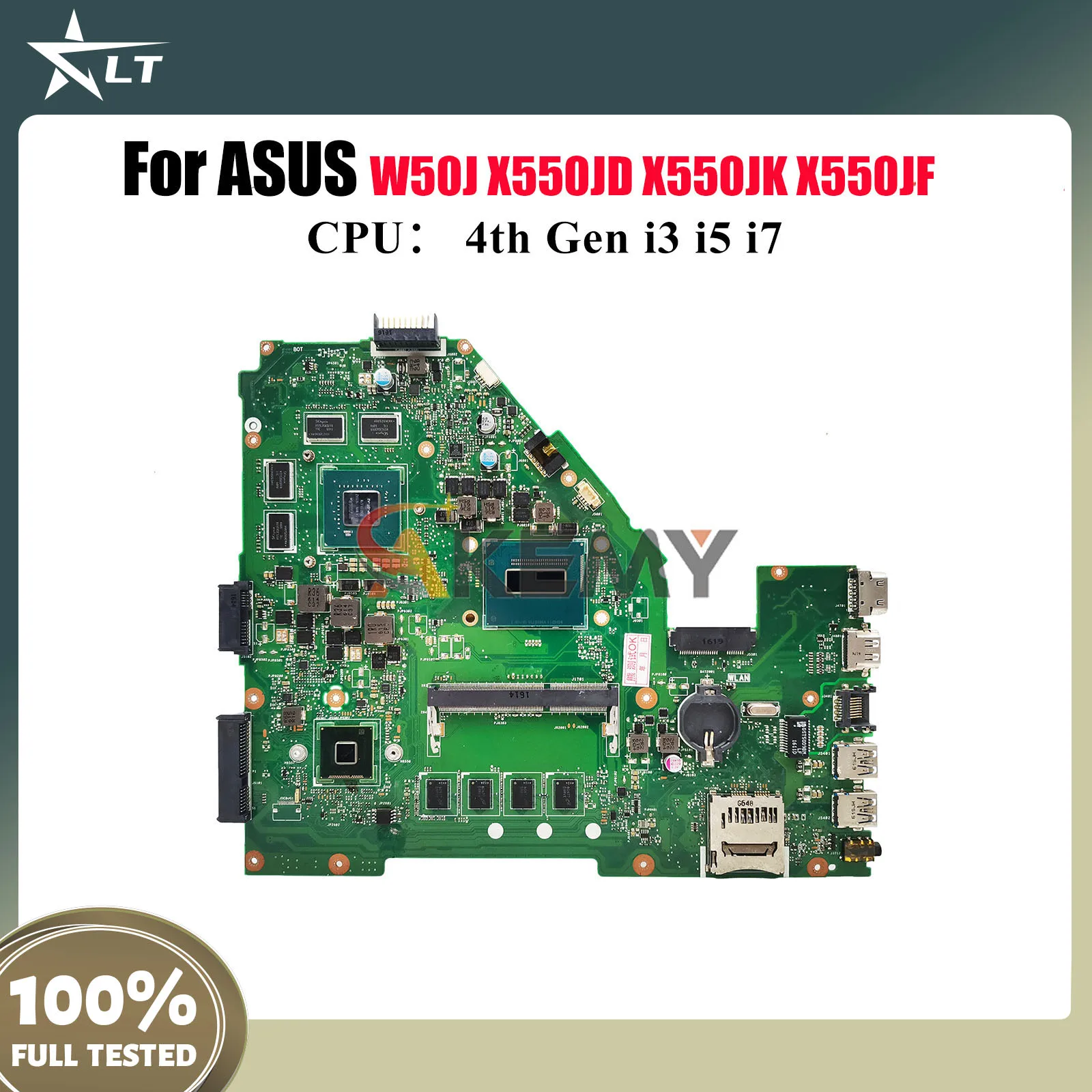 เมนบอร์ดแล็ปท็อป X550JX สำหรับ ASUS VivoBook X550JD F550J K550J X550JK FX50J A550J W50J X550J X550JF พร้อม CPU i3 i5 i7