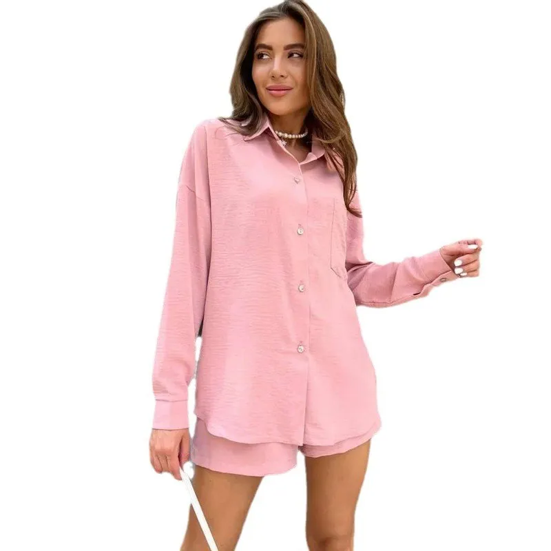 

Женский летний модный повседневный комплект из 2 предметов irt orts Relaxed Fit Long Sve irt Ci Walk Country Sle Другое Материал