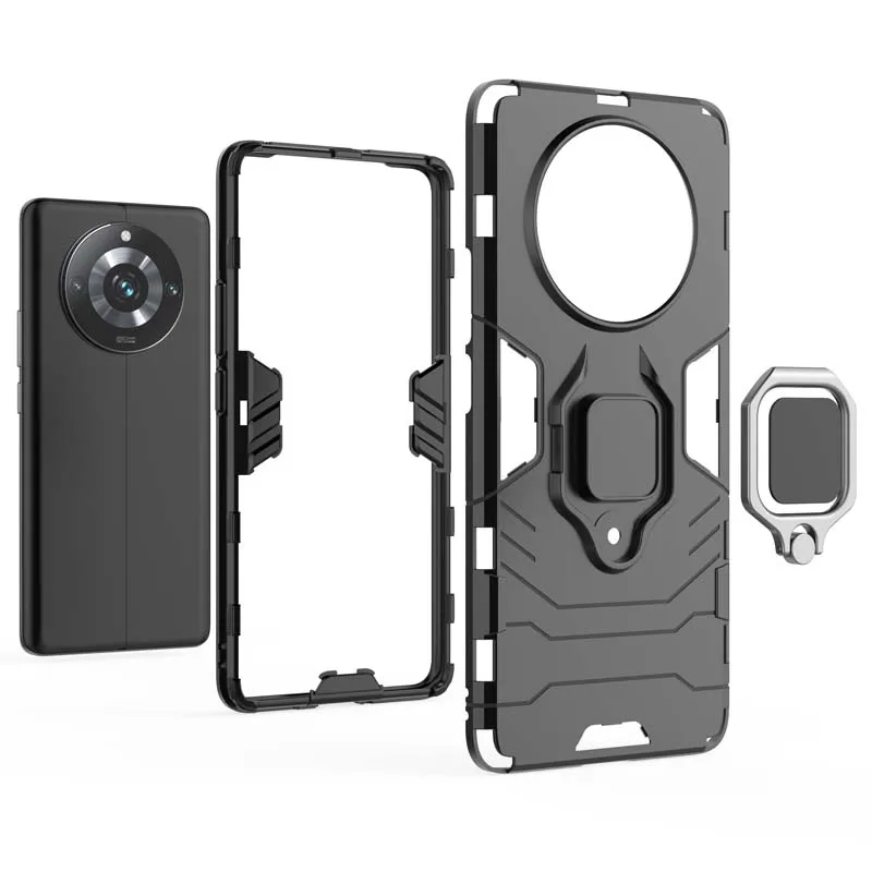 Funda a prueba de golpes para móvil, carcasa trasera con anillo de armadura para Realme 11 Pro Plus 9 10 Pro + 11X Narzo 60 60X, OPPO A18 A38 4G