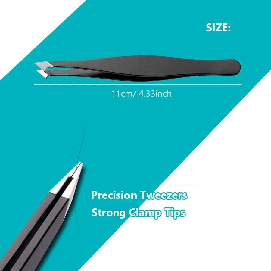 Pinzas de precisión de acero inoxidable para dar forma a las cejas y depilación encarnada, agarre cómodo, herramienta para decoración de uñas